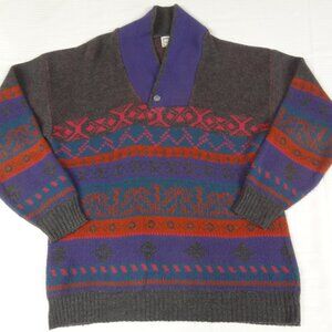 VINTAGE GEM PULLOVER SWEATSHIRT GRAY BLUE RED LARGE SHIRT J821